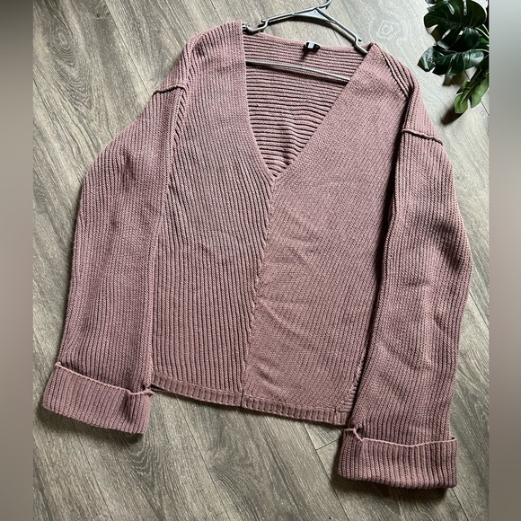 Tobi oversized mauve v-neck sweater size L - Picture 6 of 12
